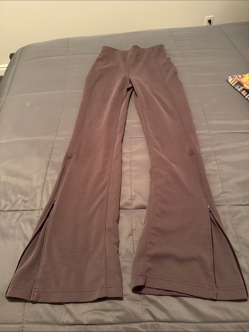 lululemon athletica Brown Ribbed Boot-Cut Pants with Side Zips